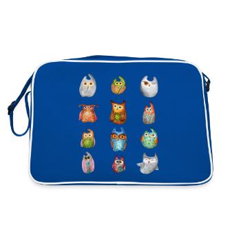 Hibou Aigle Hibou Animal Forêt Animal Petit Hibou Barno Chouette Fun - Sac Retro - bleu/blanc - Dos
