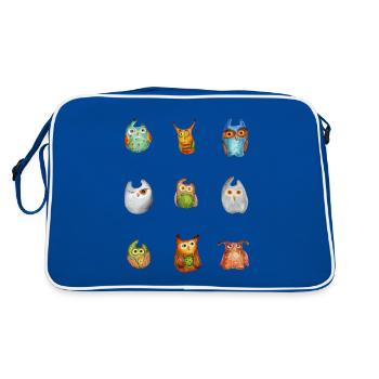 Hibou Aigle Hibou Animal Forêt Animal Petit Hibou Barno Chouette Fun - Sac Retro - bleu/blanc - Dos