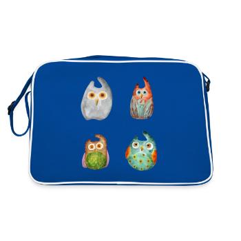 Hibou Aigle Hibou Animal Forêt Animal Petit Hibou Barno Chouette Fun - Sac Retro - bleu/blanc - Dos