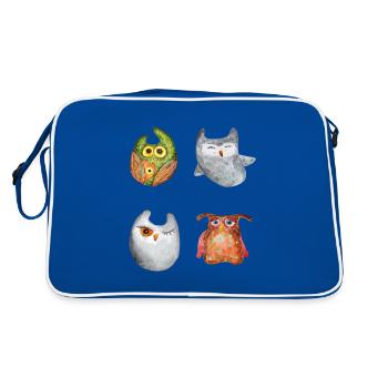 Hibou Aigle Hibou Animal Forêt Animal Petit Hibou Barno Chouette Fun - Sac Retro - bleu/blanc - Dos