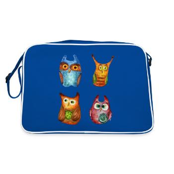 Hibou Aigle Hibou Animal Forêt Animal Petit Hibou Barno Chouette Fun - Sac Retro - bleu/blanc - Dos