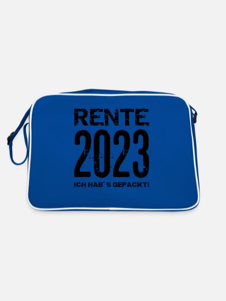 Ruhestand Rente Pension Renteneintritt Abschied - Retro Tasche - Blau/Weiß - Hinten