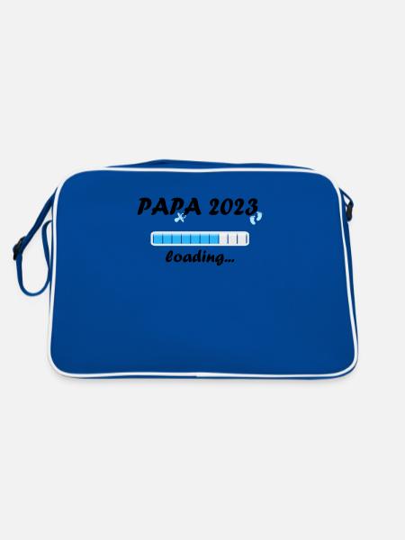 Papa 2023 Chargement Paternité Papa Devenir un Père Fun - Sac Retro - bleu/blanc - Dos