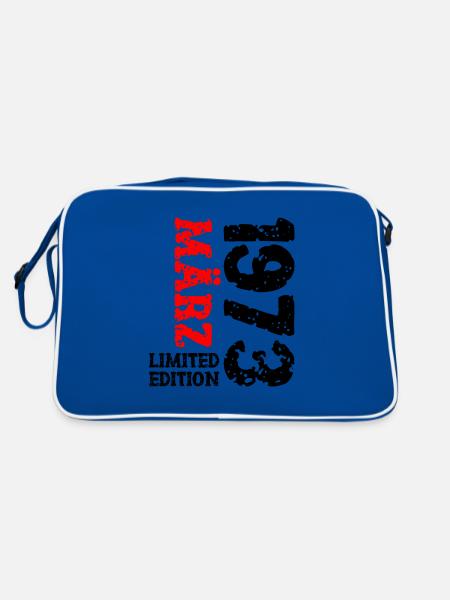 1973 März Limited Edition Geburtstag Geschenk - Retro Tasche - Blau/Weiß
