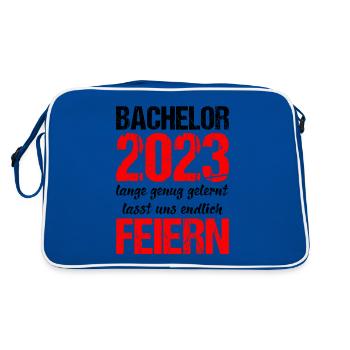 Bachelor 2023 Lange Genug Gelernt Lasst Uns Feiern - Retro Tasche - Blau/Weiß - Hinten