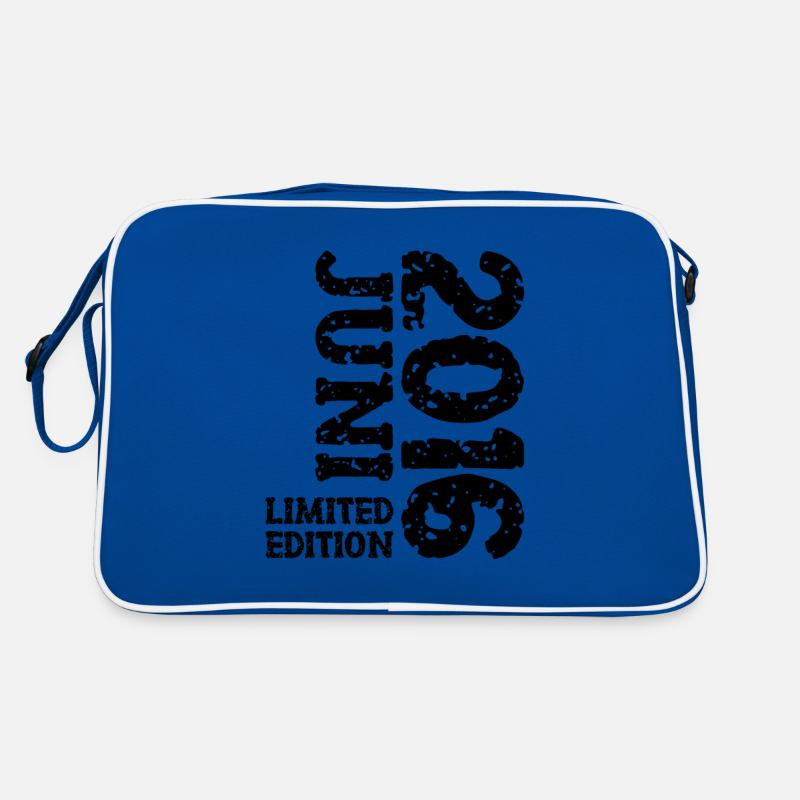 2016 Juni Limited Edition Geburtstag Geschenk - Retro Tasche - Blau/Weiß