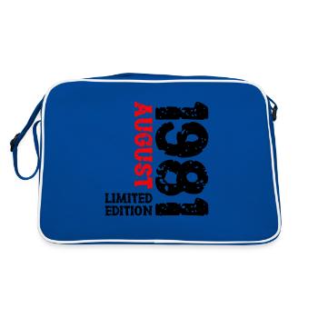 1981 August Limited Edition 42. Geburtstag Outfit - Retro Tasche - Blau/Weiß - Hinten