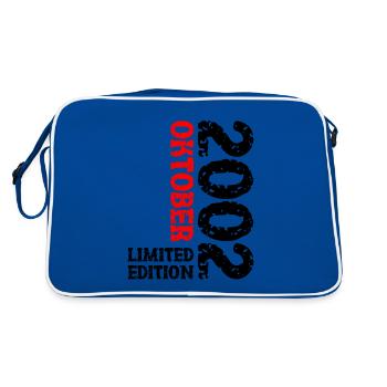 2002 Oktober Limited Edition 21. Geburtstag Deko - Retro Tasche - Blau/Weiß - Hinten