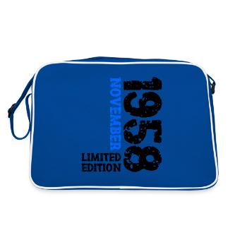 1958 November Limited Edition 65th Birthday Decoration - Retro Bag - blue/white - Back