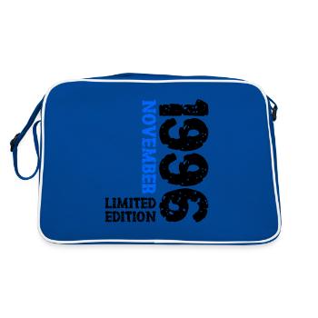 1996 November Limited Edition 27. Geburtstag Deko - Retro Tasche - Blau/Weiß - Hinten