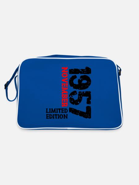 1957 November Limited Edition 66th Birthday Decoration - Retro Bag - blue/white - Back