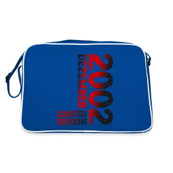 2002 Dezember Limited Edition 21. Geburtstag Deko - Retro Tasche - Blau/Weiß - Hinten