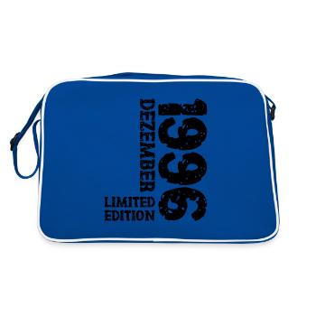 1996 Dezember Limited Edition 27. Geburtstag Deko - Retro Tasche - Blau/Weiß - Hinten