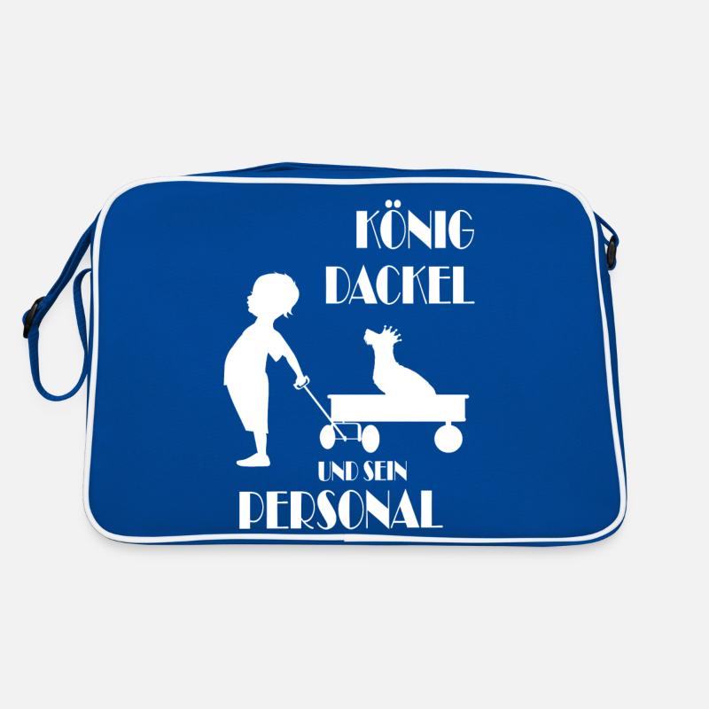 König Dackel Rauhaardackel Dackelfieber - Retro Tasche - Blau/Weiß