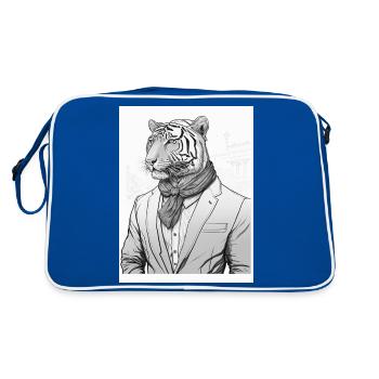 Tiger Schal Anzug Geschenk - Retro Tasche - Blau/Weiß - Hinten
