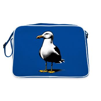 Seagull laughs | Black-headed gull - Retro Bag - blue/white - Back
