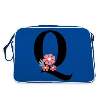 Lettre q fleurs minimalistes - Sac Retro - bleu/blanc - Dos