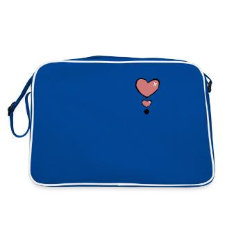 Herzen Herz - Retro Tasche - Blau/Weiß - Hinten