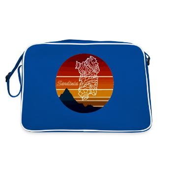 Île de Sardaigne avec coucher de soleil et montagnes - Sac Retro - bleu/blanc - Dos