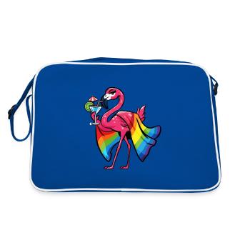 Rosa Flamingo LGBTQ Pride Sommer Tropisch - Retro Tasche - Blau/Weiß - Hinten