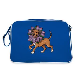 Chien lion à crête dorsale rhodésienne dans le style de dessin animé - Sac Retro - bleu/blanc - Dos