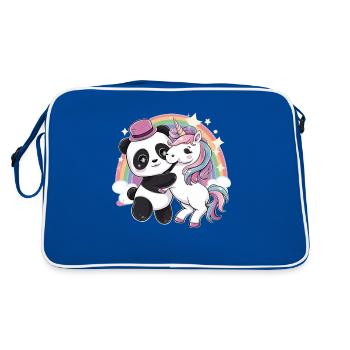 Mignon panda kawaii avec licorne - Sac Retro - bleu/blanc - Dos
