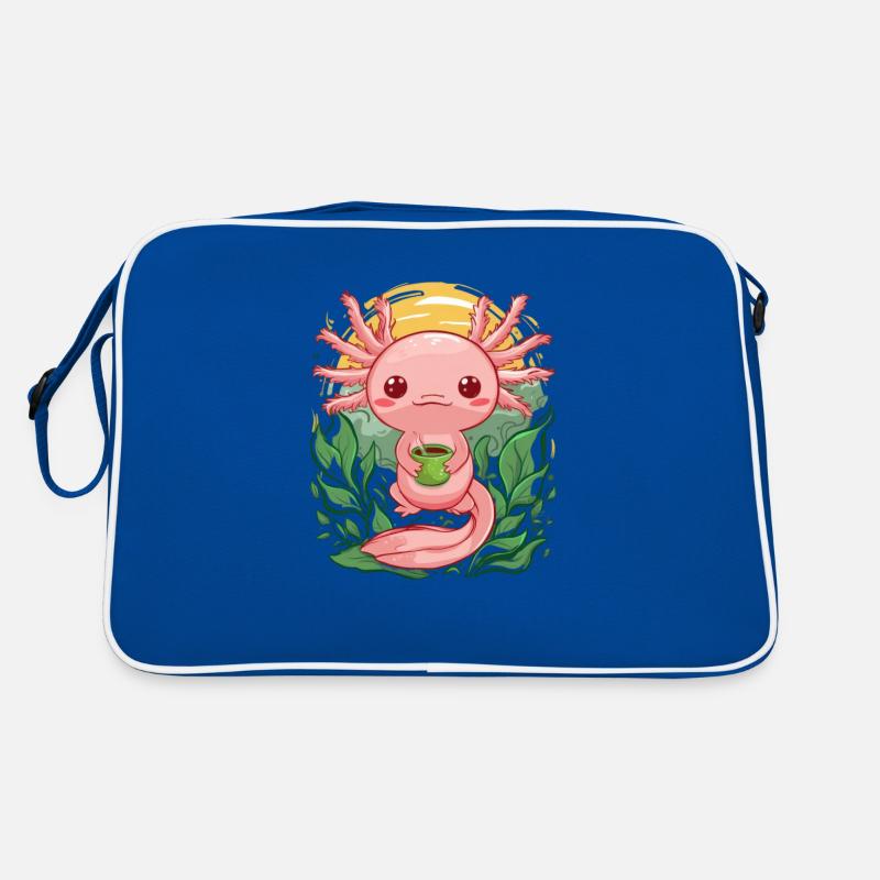 Kawaii Axolotl aime le thé vert Sac Retro