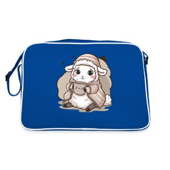 Kawaii sheep with cup and blanket - Retro Bag - blue/white - Back