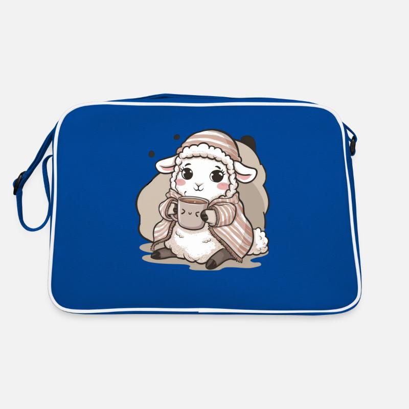 Kawaii sheep with cup and blanket Retro Bag