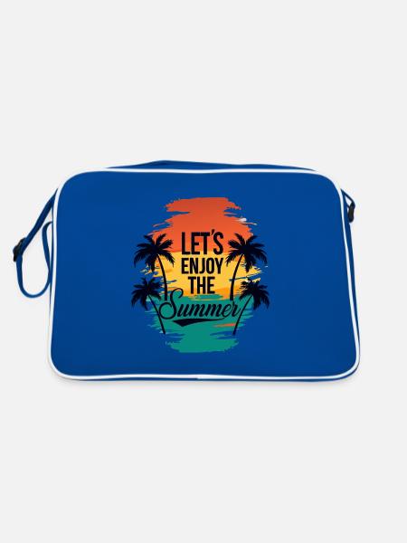 Lets Enjoy the Summer with Palm Trees - Retro Tasche - Blau/Weiß - Hinten