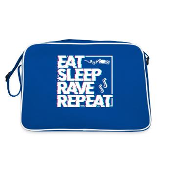 Eat sleep rave repeat - Retro Tasche - Blau/Weiß - Hinten