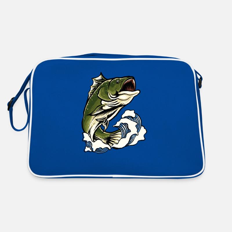 illustration de pêche au bar - Sac Retro - bleu/blanc