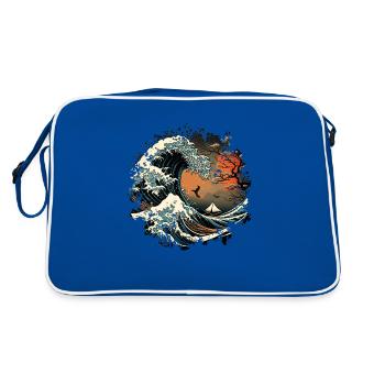 The Japanese wave, the Great Wave of Kanagawa - Retro Bag - blue/white - Back