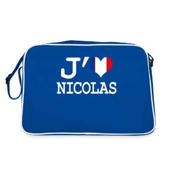 j'aime Nicolas - Sac Retro - bleu/blanc - Dos