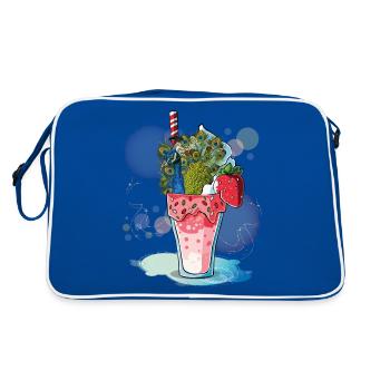 Pfau - Retro Tasche - Blau/Weiß - Hinten