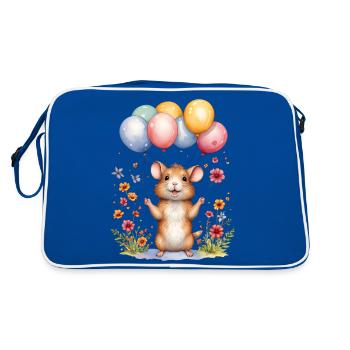 Souris mignonne avec des ballons d’anniversaire - Sac Retro - bleu/blanc - Dos