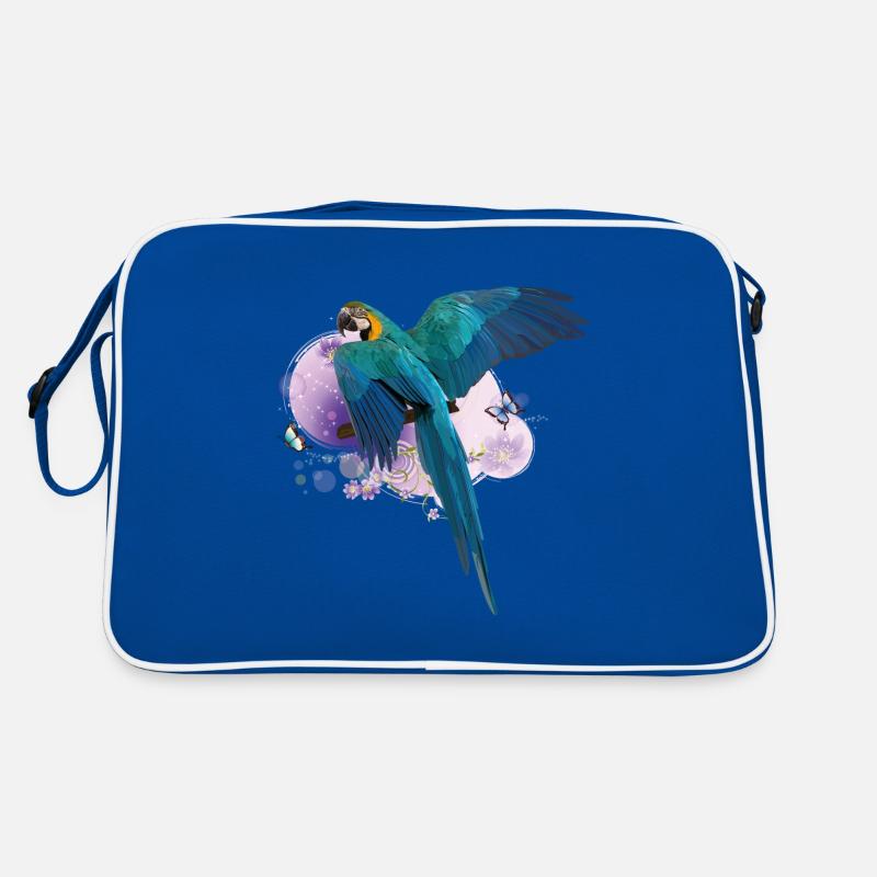 Blauer und gelber Ara Retro Tasche