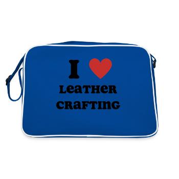I Love Leather Crafting - Retro Bag - blue/white - Back