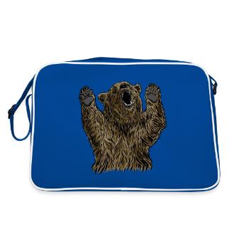 Brown Bear Head Bear Motif for Brown Bears Team or - Retro Bag - blue/white - Back