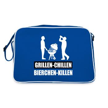 BBQ - Retro Tasche - Blau/Weiß - Hinten
