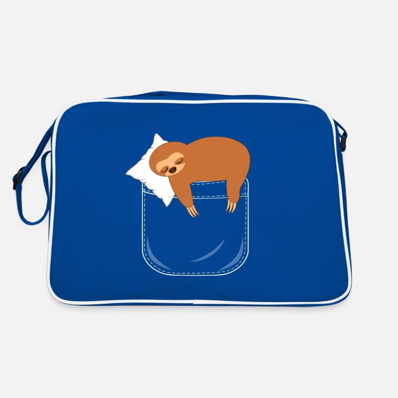 Faultier schläft in der Brusttasche - Retro Tasche - Blau/Weiß