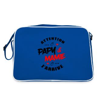 ATTENTION PAPY ET MAMIE J'ARRIVE - Sac Retro - bleu/blanc - Dos