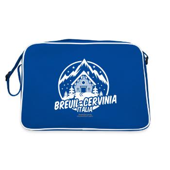 Breuil-Cervinia Italia | Ski T-Shirts - Retro Tasche - Blau/Weiß - Hinten