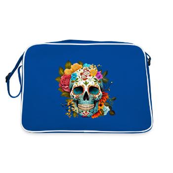 Fleurs de crâne colorées - Sac Retro - bleu/blanc - Dos