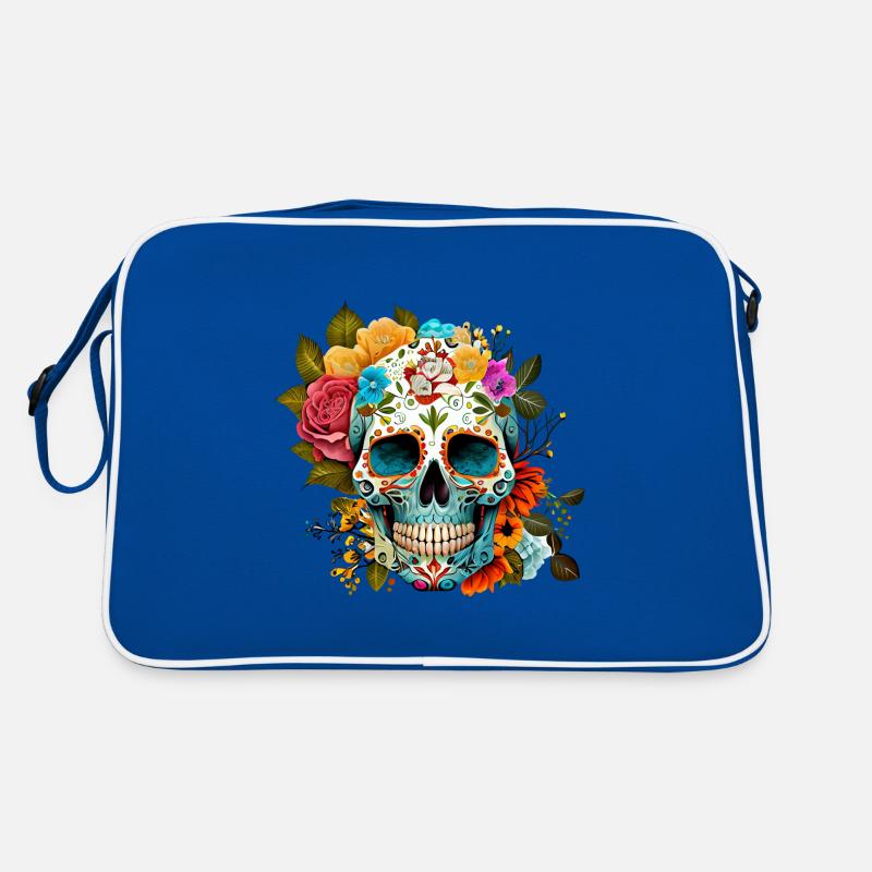 Fleurs de crâne colorées Sac Retro