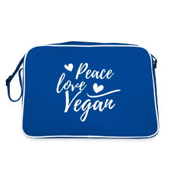 Paix, Amour, Vegan avec des cœurs - Sac Retro - bleu/blanc - Dos