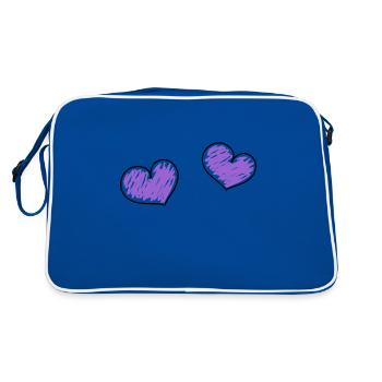 purple hearts - Retro Bag - blue/white - Back