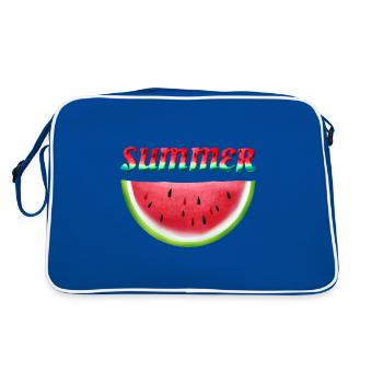 Summer with Watermelon Sommer Wassermelone - Retro Tasche - Blau/Weiß - Hinten