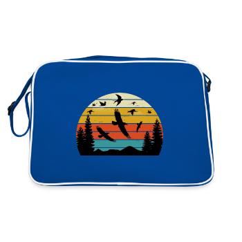 Retro Birding Sunset Vintage Bird Sunrise - Retro Bag - blue/white - Back
