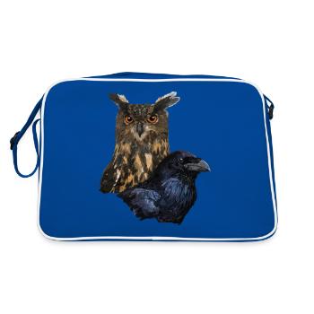 Owl and crow - Retro Bag - blue/white - Back